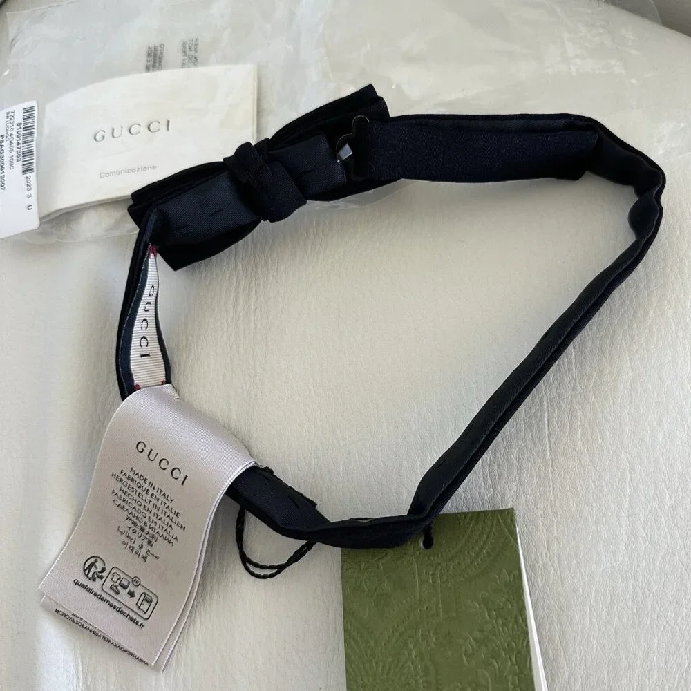 NWT GUCCI SILK BOW TIE BLACK 722316 Bow Tie Mens